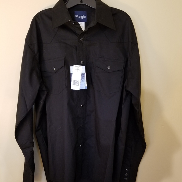 wrangler black long sleeve shirt